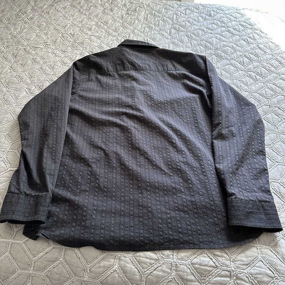 BKE Buckle Contour Black on Black textured Stripe Button Down Sz XL Long Sleeve - Picture 5 of 7